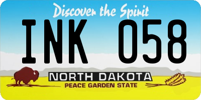 ND license plate INK058