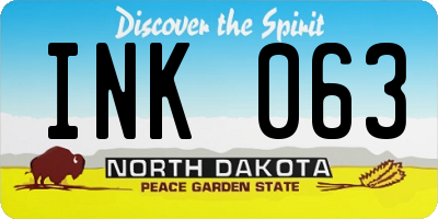 ND license plate INK063