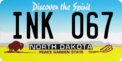 ND license plate INK067