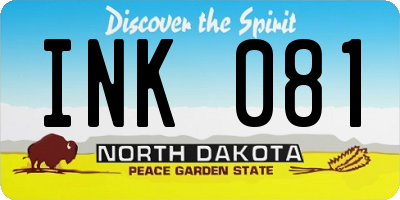 ND license plate INK081