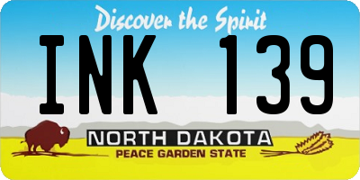 ND license plate INK139
