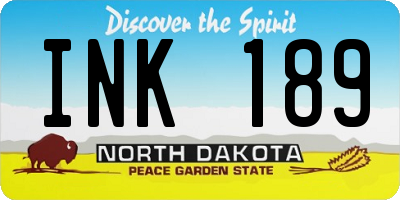 ND license plate INK189