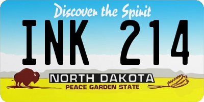 ND license plate INK214