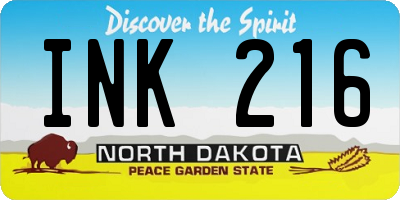 ND license plate INK216