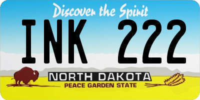 ND license plate INK222