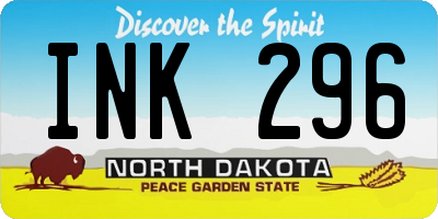 ND license plate INK296