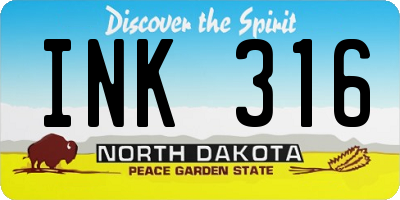 ND license plate INK316