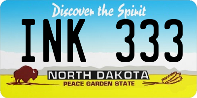 ND license plate INK333