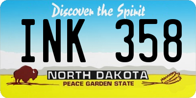 ND license plate INK358