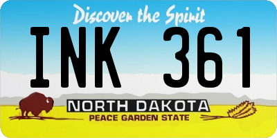 ND license plate INK361