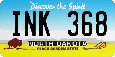 ND license plate INK368