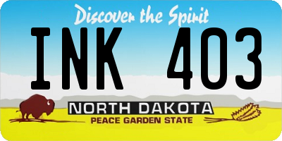 ND license plate INK403