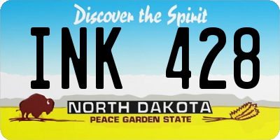 ND license plate INK428