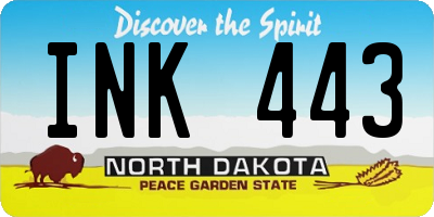 ND license plate INK443