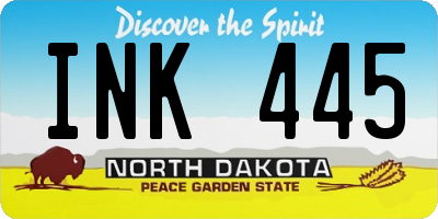 ND license plate INK445