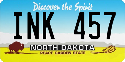 ND license plate INK457