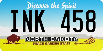 ND license plate INK458