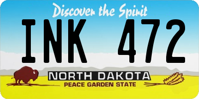 ND license plate INK472