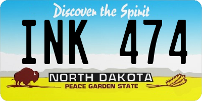 ND license plate INK474