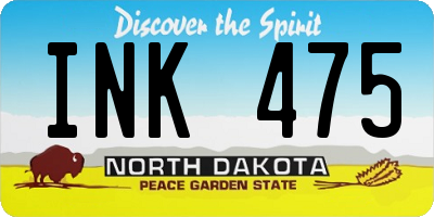 ND license plate INK475