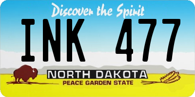 ND license plate INK477