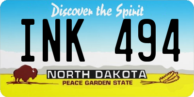 ND license plate INK494
