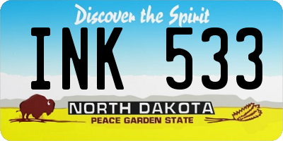 ND license plate INK533