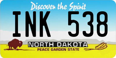 ND license plate INK538