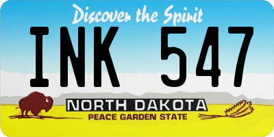 ND license plate INK547
