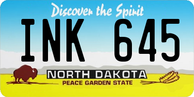 ND license plate INK645