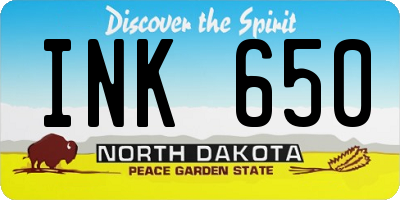ND license plate INK650