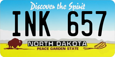 ND license plate INK657