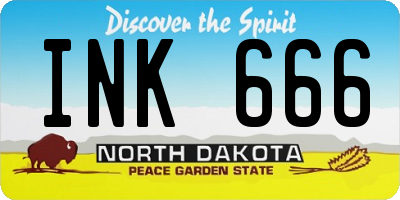 ND license plate INK666