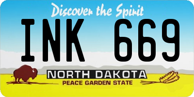 ND license plate INK669