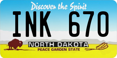 ND license plate INK670