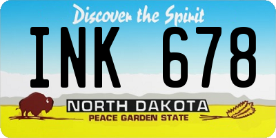 ND license plate INK678