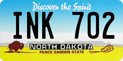 ND license plate INK702