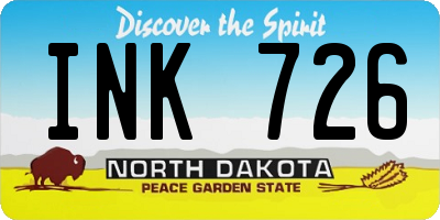 ND license plate INK726
