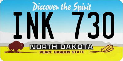 ND license plate INK730