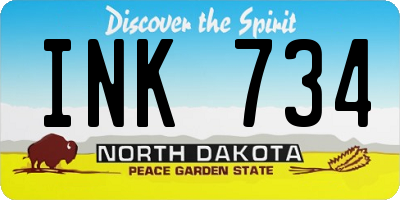 ND license plate INK734