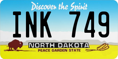 ND license plate INK749