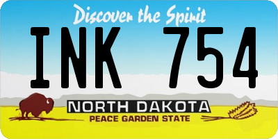 ND license plate INK754