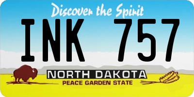 ND license plate INK757