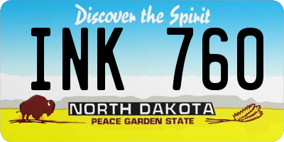 ND license plate INK760