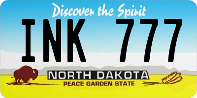ND license plate INK777