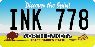 ND license plate INK778