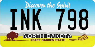 ND license plate INK798