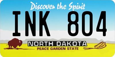 ND license plate INK804