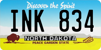 ND license plate INK834