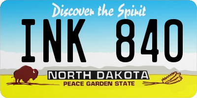 ND license plate INK840